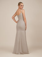 KissDress-Virelai Frost Sheath Scoop Neck Chiffon Long Bridesmaid Dress