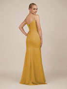 KissDress-Virelai Marigold Sheath Scoop Neck Chiffon Long Bridesmaid Dress