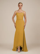 KissDress-Virelai Marigold Sheath Scoop Neck Chiffon Long Bridesmaid Dress