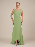 KissDress-Virelai Matcha Sheath Scoop Neck Chiffon Long Bridesmaid Dress