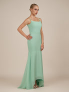 KissDress-Virelai Pale Pistachio Sheath Scoop Neck Chiffon Long Bridesmaid Dress