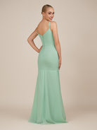 KissDress-Virelai Pale Pistachio Sheath Scoop Neck Chiffon Long Bridesmaid Dress