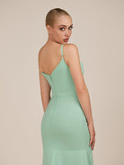 KissDress-Virelai Pale Pistachio Sheath Scoop Neck Chiffon Long Bridesmaid Dress