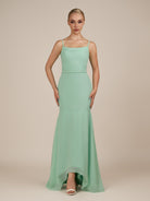 KissDress-Virelai Pale Pistachio Sheath Scoop Neck Chiffon Long Bridesmaid Dress