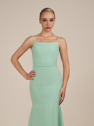 KissDress-Virelai Pale Pistachio Sheath Scoop Neck Chiffon Long Bridesmaid Dress