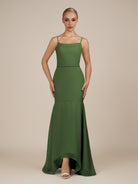 KissDress-Virelai Moss Sheath Scoop Neck Chiffon Long Bridesmaid Dress