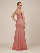 KissDress-Virelai Mulberry Sheath Scoop Neck Chiffon Long Bridesmaid Dress