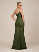 KissDress-Virelai Olive Sheath Scoop Neck Chiffon Long Bridesmaid Dress