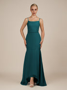 KissDress-Virelai Pine Sheath Scoop Neck Chiffon Long Bridesmaid Dress