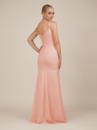 KissDress-Virelai Rose Petal Sheath Scoop Neck Chiffon Long Bridesmaid Dress
