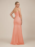 KissDress-Virelai Rosette Sheath Scoop Neck Chiffon Long Bridesmaid Dress