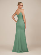 KissDress-Virelai Sea Glass Sheath Scoop Neck Chiffon Long Bridesmaid Dress