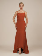 KissDress-Virelai Spice Sheath Scoop Neck Chiffon Long Bridesmaid Dress