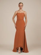 KissDress-Virelai Terracotta Sheath Scoop Neck Chiffon Long Bridesmaid Dress
