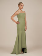 KissDress-Virelai Thyme Sheath Scoop Neck Chiffon Long Bridesmaid Dress