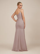 KissDress-Virelai Toffee Sheath Scoop Neck Chiffon Long Bridesmaid Dress