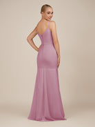 KissDress-Virelai Vintage Mauve Sheath Scoop Neck Chiffon Long Bridesmaid Dress