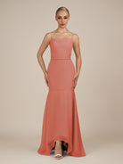 KissDress-Virelai Wild Rose Sheath Scoop Neck Chiffon Long Bridesmaid Dress