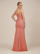 KissDress-Virelai Wild Rose Sheath Scoop Neck Chiffon Long Bridesmaid Dress