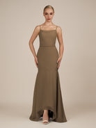 KissDress-Virelai Willow Green Sheath Scoop Neck Chiffon Long Bridesmaid Dress