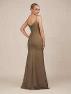 KissDress-Virelai Willow Green Sheath Scoop Neck Chiffon Long Bridesmaid Dress