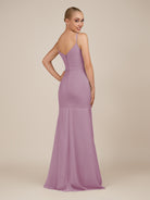 KissDress-Virelai Wisteria Sheath Scoop Neck Chiffon Long Bridesmaid Dress