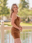 Virginia | Strapless Velvet Bodycon Short Homecoming Dress - KissProm