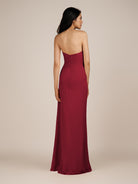 KissDress | Wanlian - Burgundy A Line Chiffon Sweetheart Long Bridesmaid Dress with Pleats