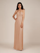 KissDress | Champagne Rose - Spice A Line Chiffon Sweetheart Long Bridesmaid Dress with Pleats