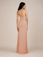 KissDress | English Rose - Spice A Line Chiffon Sweetheart Long Bridesmaid Dress with Pleats