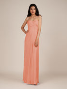 KissDress | Rosette - Spice A Line Chiffon Sweetheart Long Bridesmaid Dress with Pleats