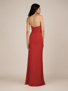 KissDress | Wanlian - Ruby Red A Line Chiffon Sweetheart Long Bridesmaid Dress with Pleats