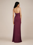 KissDress | Wanlian - Sangria A Line Chiffon Sweetheart Long Bridesmaid Dress with Pleats