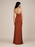 KissDress | Wanlian - Spice A Line Chiffon Sweetheart Long Bridesmaid Dress with Pleats
