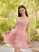 Willow | A - Line Strapless Scoop Tiered Sleeveless Short Homecoming Dress - KissProm