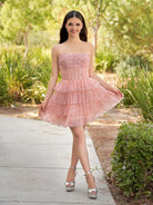 Willow | A - Line Strapless Scoop Tiered Sleeveless Short Homecoming Dress - KissProm