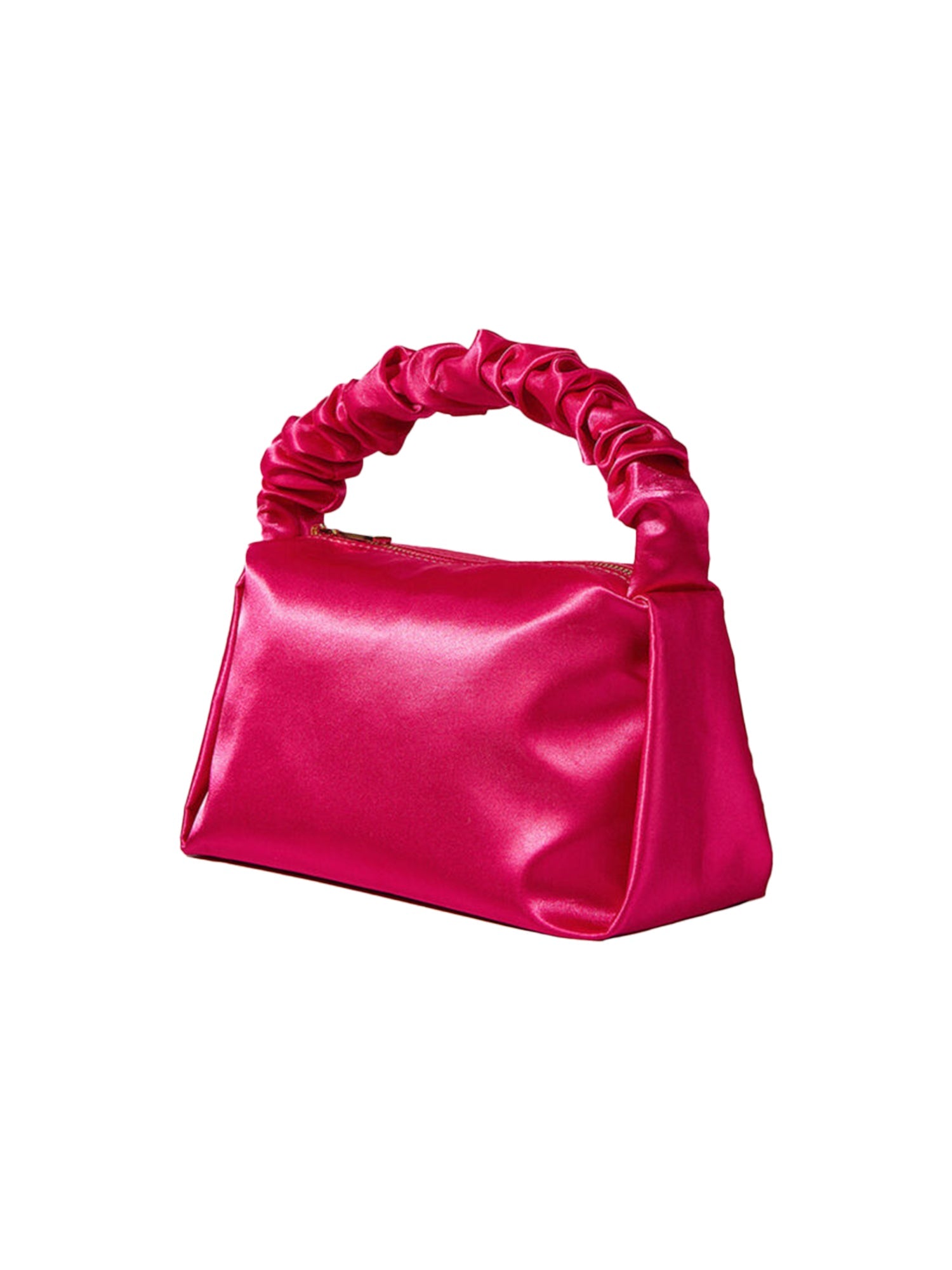 Women¡¯s Hot Pink Slouchy Handle Clutch Bags in Satin