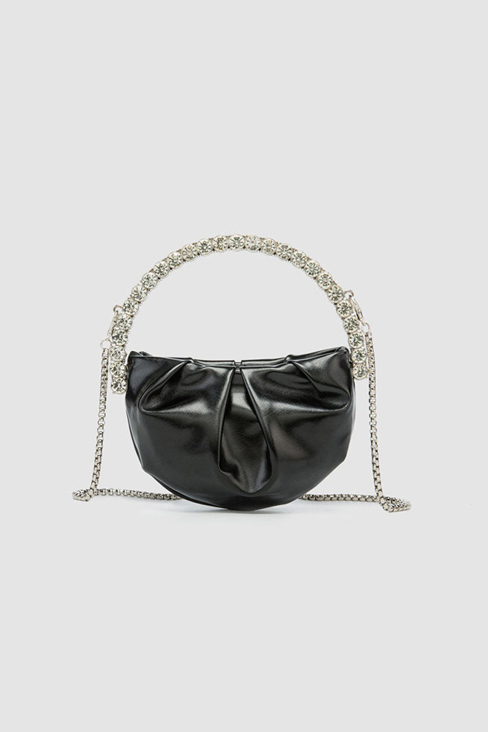 Women¡¯s Rhinestone Handle Metallic Slouchy Evening Clutch Bags