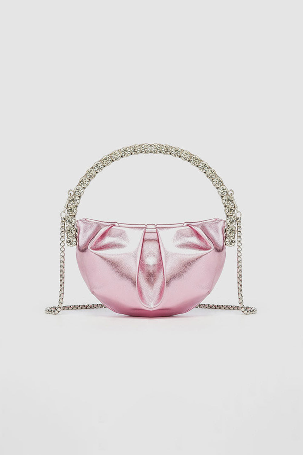 Women¡¯s Rhinestone Handle Metallic Slouchy Evening Clutch Bags