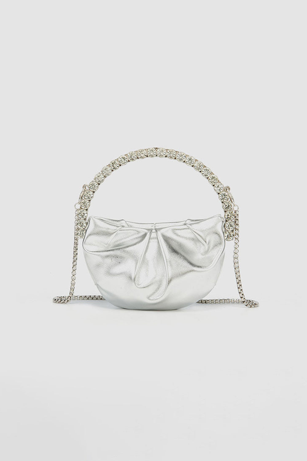 Women¡¯s Rhinestone Handle Metallic Slouchy Evening Clutch Bags