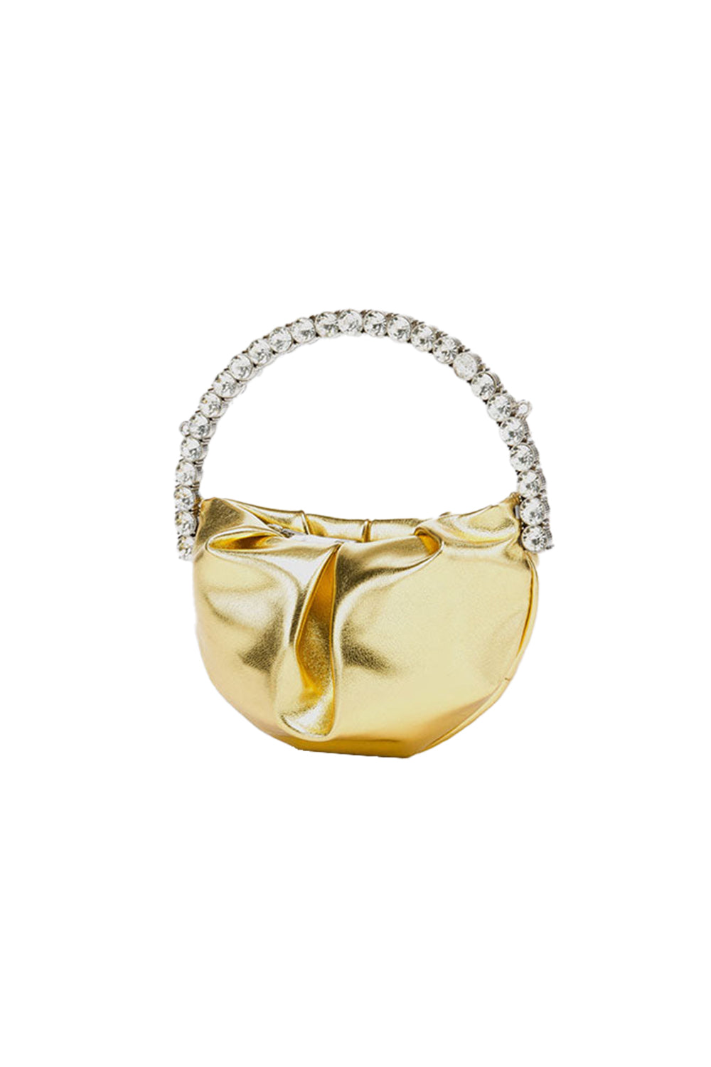 Women¡¯s Rhinestone Handle Metallic Slouchy Evening Clutch Bags