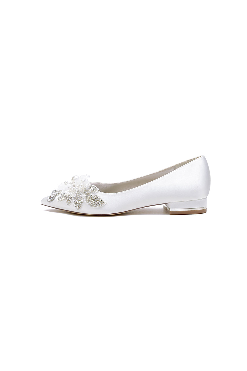 Women&#39;s Wedding Shoes Pointed Toe Low Heels with Rhinestone