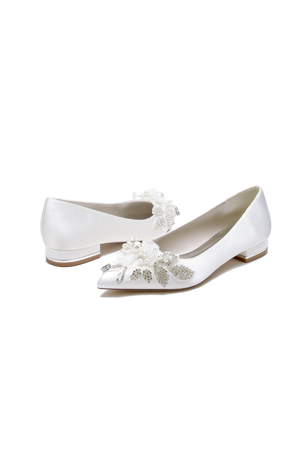 Women&#39;s Wedding Shoes Pointed Toe Low Heels with Rhinestone