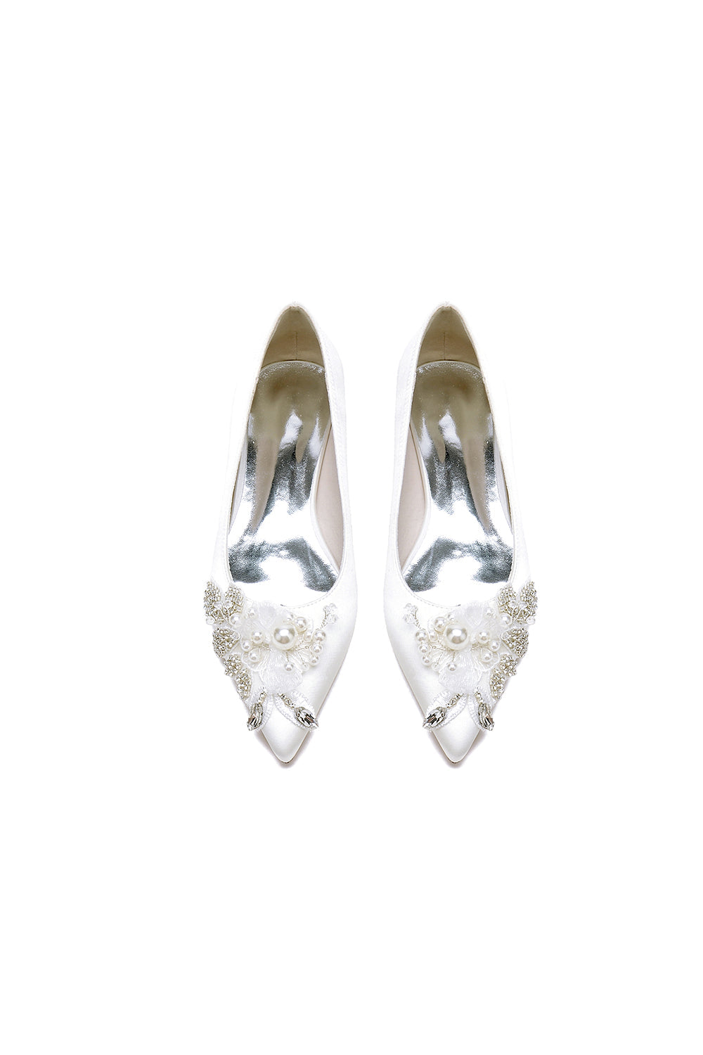 Women&#39;s Wedding Shoes Pointed Toe Low Heels with Rhinestone
