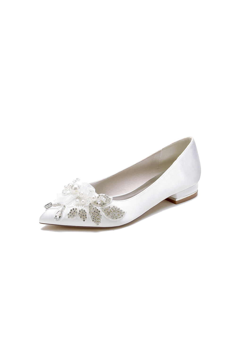 Women&#39;s Wedding Shoes Pointed Toe Low Heels with Rhinestone