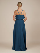 KissDress-Wynne Bermuda A Line Chiffon Halter Neck Ruffled Overlay Long Bridesmaid Dress