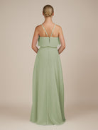 KissDress-Wynne Dusty Sage A Line Chiffon Halter Neck Ruffled Overlay Long Bridesmaid Dress