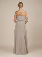 KissDress-Wynne Frost A Line Chiffon Halter Neck Ruffled Overlay Long Bridesmaid Dress