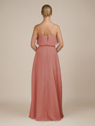 KissDress-Wynne Mulberry A Line Chiffon Halter Neck Ruffled Overlay Long Bridesmaid Dress