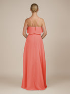 KissDress-Wynne Sunset A Line Chiffon Halter Neck Ruffled Overlay Long Bridesmaid Dress